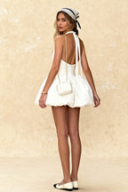 Halter Neck Bubble Hem Puff Skirt Bodycon Mini Dress