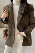 Wool Blend Solid Color Blazer