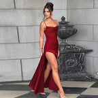 Sleek Satin Dress with Side Slit