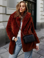 Faux Fur Coat Notched Lapel Winter Chic Eco-friendly Long Jacket For Women 2026