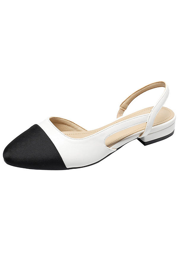 Fashionable Color-blocked Elegant French Thick-heeled Sandals