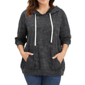 Plus Size Long-sleeved Pullover Hoodie with Pockets and Drawstring