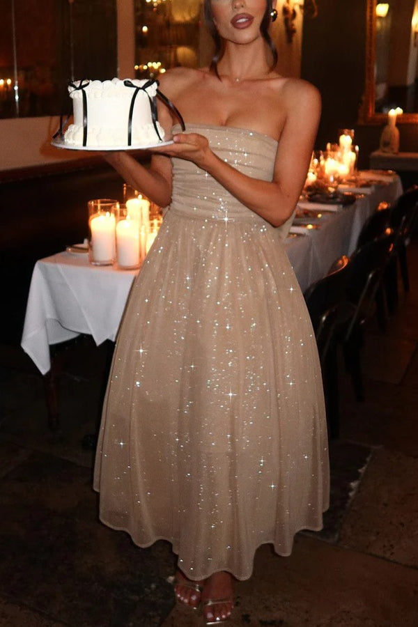 | Off Shoulder Backless Maxi Dress with Bow