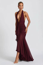 Deep V Halter Mermaid Dress