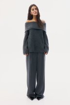Joliana - Off-Shoulder Layered Knitted Top