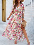 Costanza Timeless Floral Half Sleeve Maxi Dress Evening Wear Edit