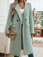 | Long Sleeve Coat with Pockets and Collar