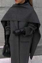 Scarf Collar Extra-Long Woolen Overcoat