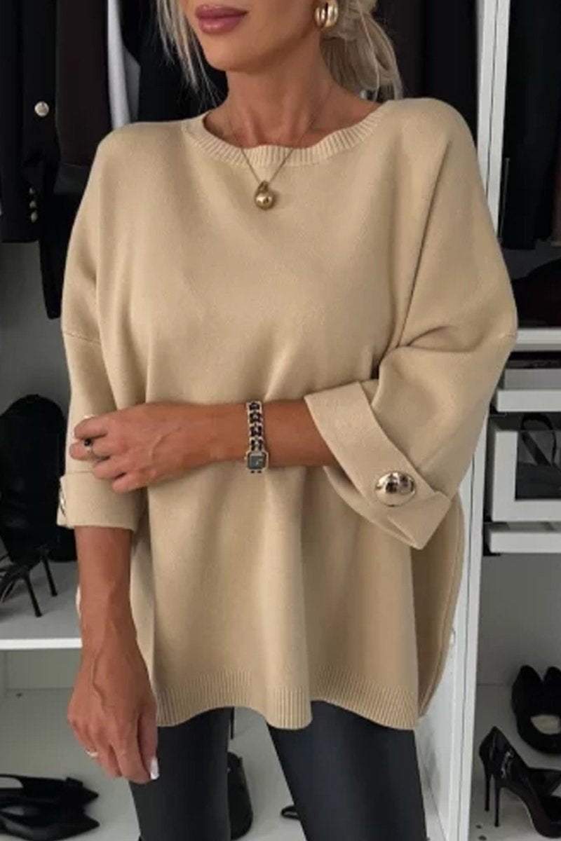 | Knitted sweater with button detail and half sleeves