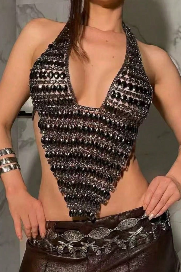 Stylish Handmade Sparkling Gemstone Body Necklace
