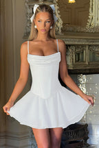 Cowl Neck Strapless Waist-Cinched Party Dress
