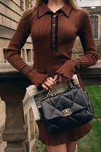 Contrast Ruffle Collar Sweater Dress