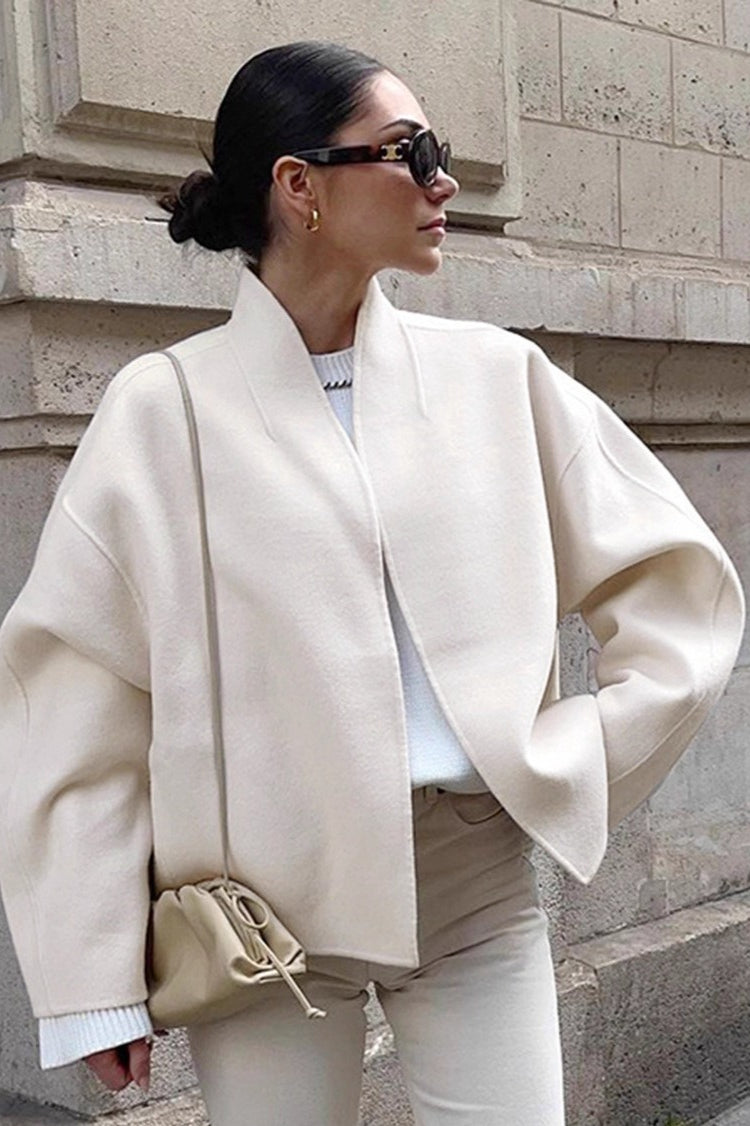 Oversized V-Neck Wool Blend Coat