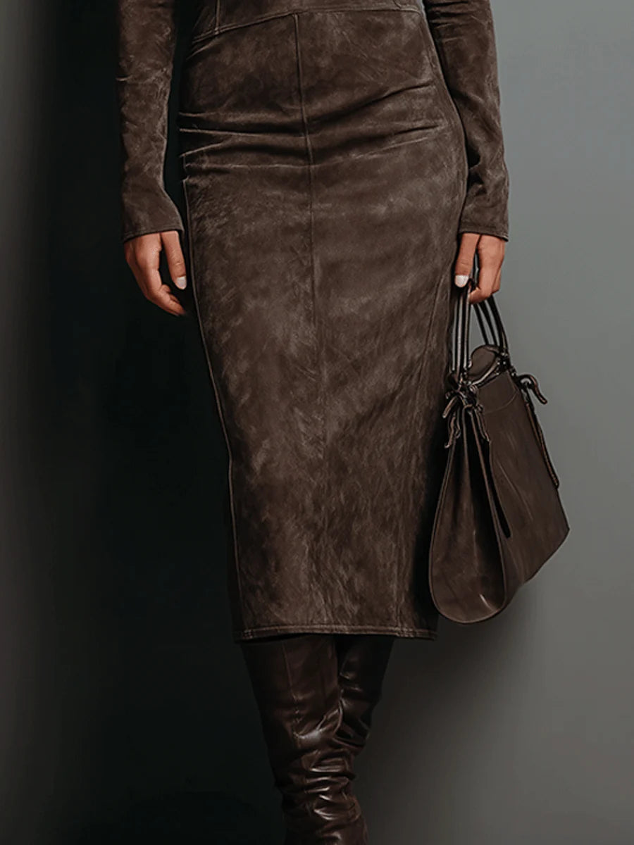 | Suede Midi Dress