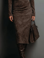| Suede Midi Dress