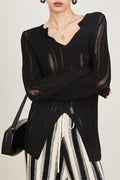 Cutout Detail Textured Knit Top