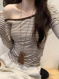 Off-The-Shoulder Striped Long Sleeve