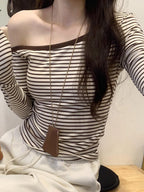 Off-The-Shoulder Striped Long Sleeve