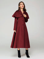 Wool Blend Coat With Cape Classic Lapel Elegant Camel Winter long Outerwear For Women 2026