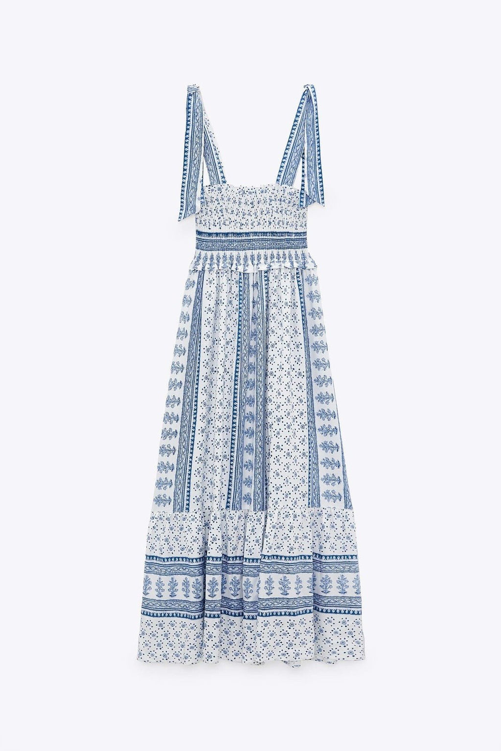 Zoe Exclusive Printed Midi Dress with Gathered Straps Chic Silhouette Collection