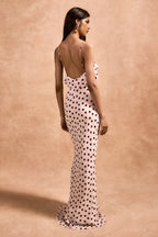 White Colorblock Lace Trim Cami Maxi Dress