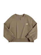 Solid Color V Neck Label Decor Oversized Hoodie