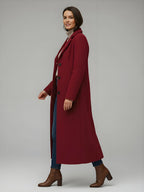 Woolen Long Straight Coat With Single-Breasted And Classic Notch Lapel For Women 2026