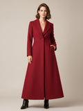 Shawl Collar Full-Length Woolen Coat With A-Line And V-Neck For Women 2026