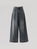 Loose wide leg draped baggy jeans