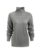 Solid Cable Knit Splice Turtleneck Sweater