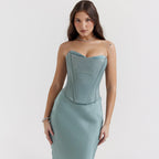 Strapless Corset Set with Crystal Detailing