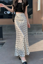 High-Waist Polka Dot Fish Tail Skirt