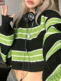 Short Knit Stripe Loose Sweater