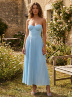 Pleated Corset Bustier Bodice Sleeveless Maxi Party Dress For Women 2026