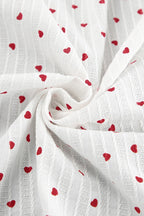 Heart Print Puff Sleeve V-Neck Wrap Maxi Dress
