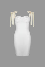 Bustier Tie Shoulder Strap Structured Seam Bodycon Mini Dress