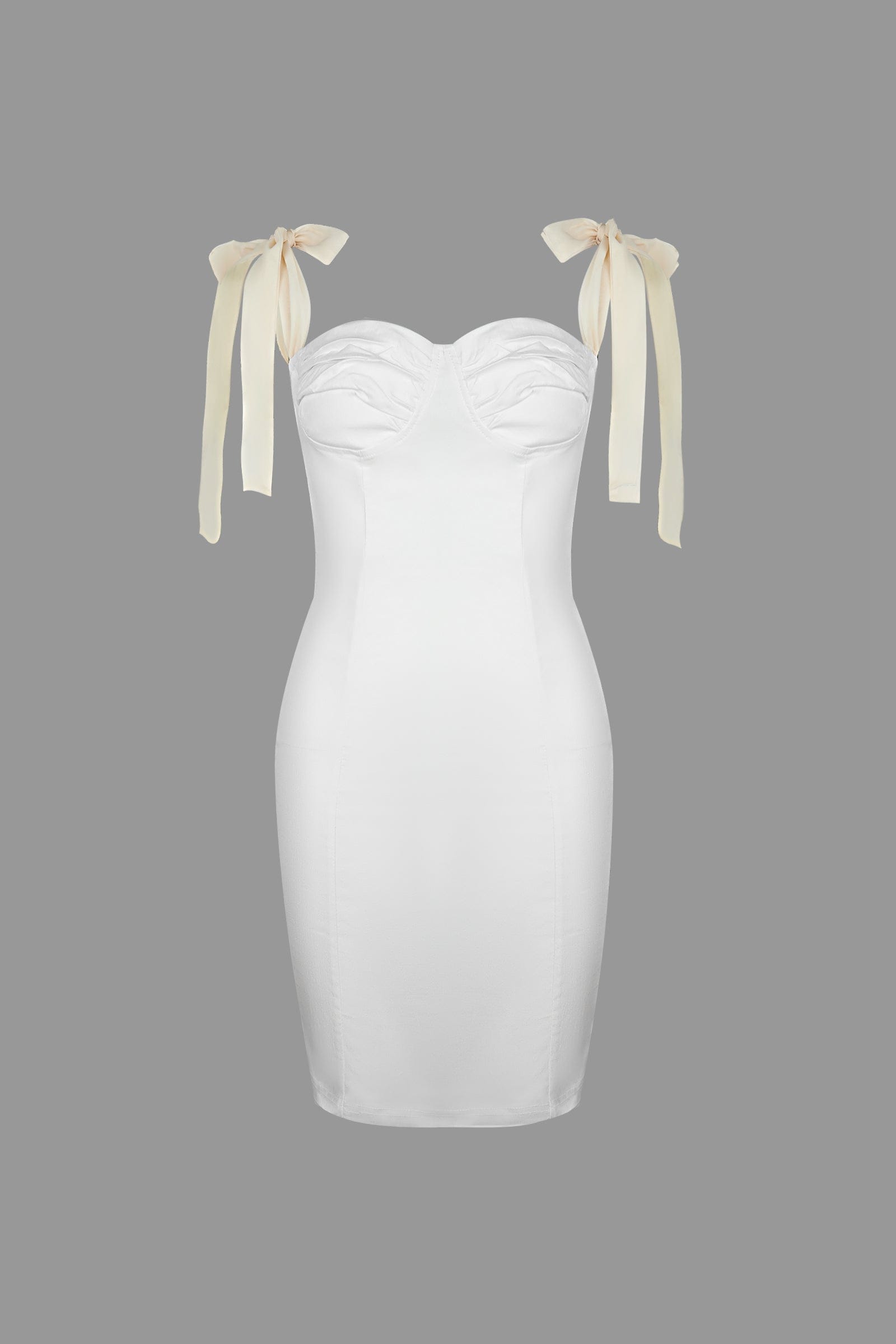 Bustier Tie Shoulder Strap Structured Seam Bodycon Mini Dress