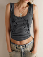 Crewneck Casual Slim Grey Tank Top