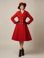 Vintage A-line Double-breasted Woolen Flared Midi Coat For Women 2026