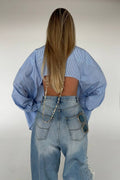 Asymmetric Button Back Cutout Blouse