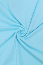 Blue Halter Neck Backless Metal Ring Detail Ruched Maxi Dress