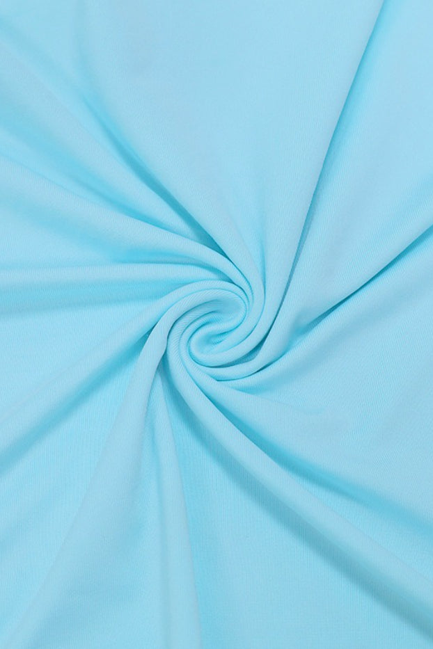 Blue Halter Neck Backless Metal Ring Detail Ruched Maxi Dress