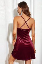 Red Velvet Backless Spaghetti Strap Dress