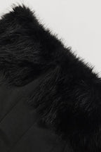 Black Faux Fur Collar Off Shoulder Bodycon Dress