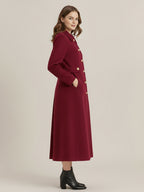 Vintage Wool Cashmere Blend Coat With Golden Buttons For Women 2026