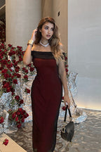 Off-Shoulder Mesh Colorblock Bodycon Party Dress