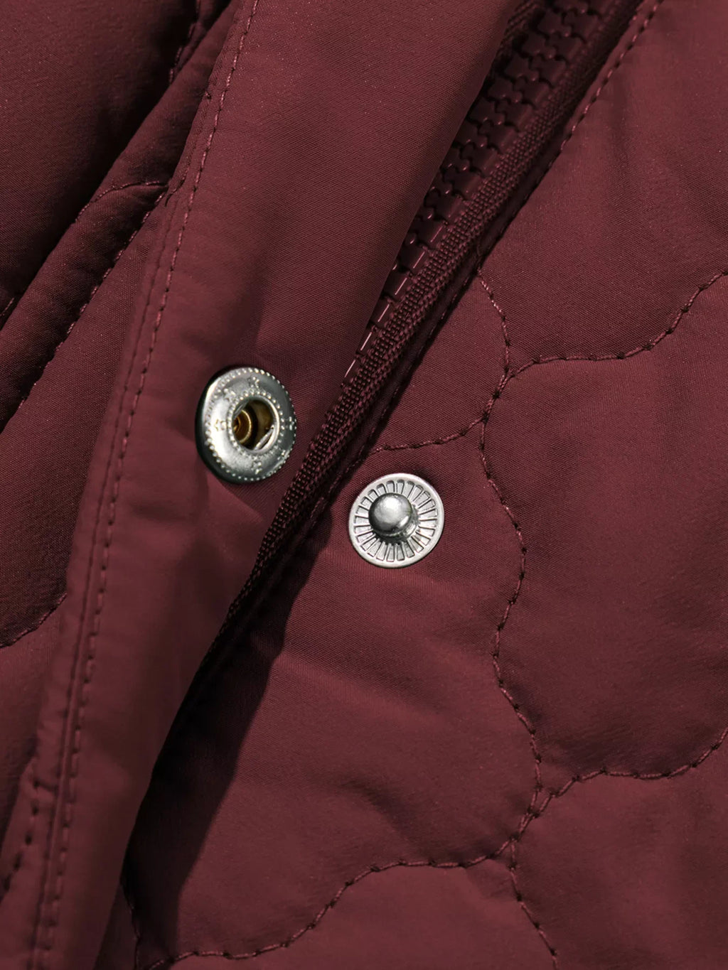 Burgundy Quilted Snap Down Zip Up Vest Coat _ Women__ Lightweight Warm Outerwear for Fall & Winter