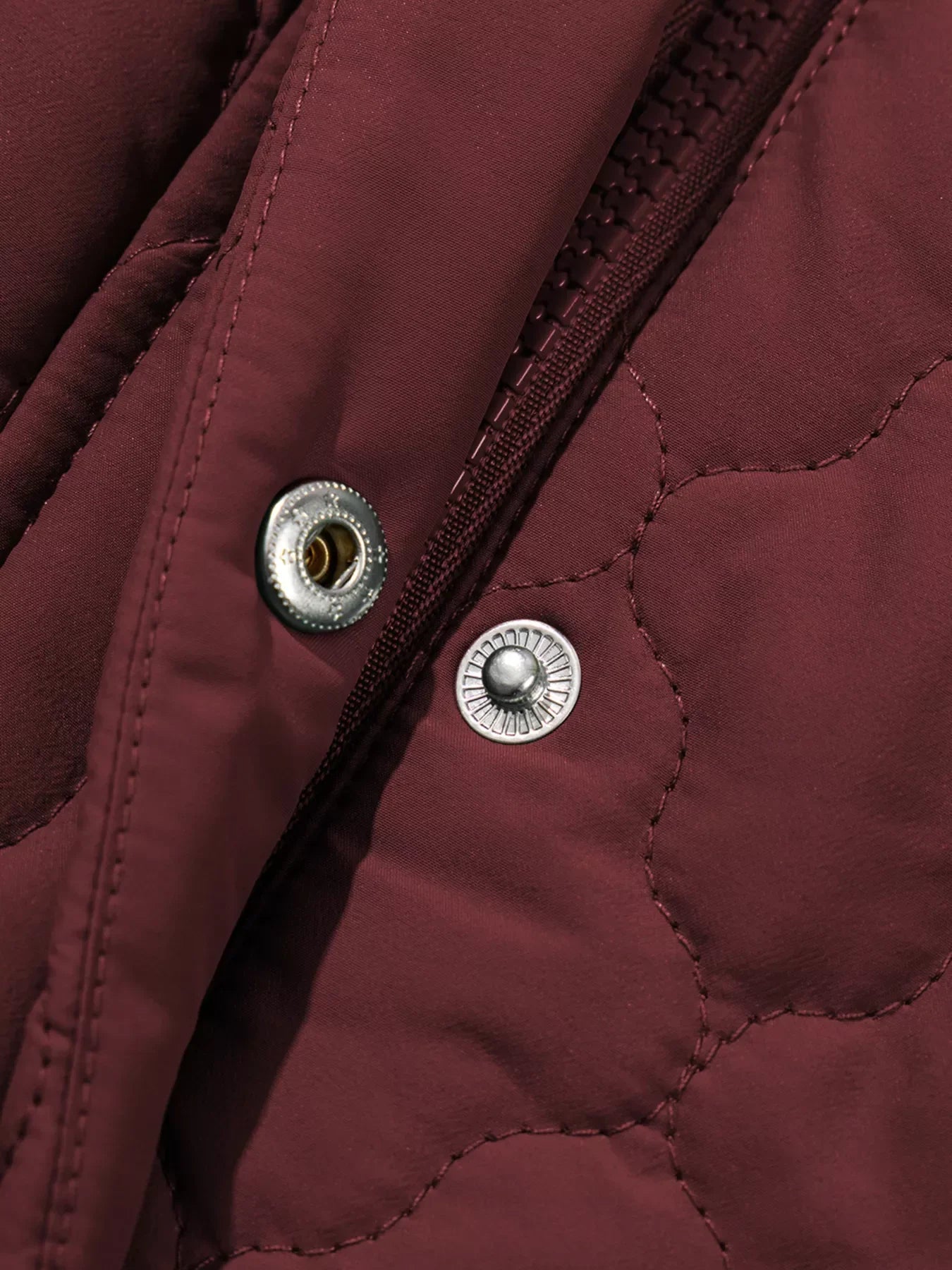 Burgundy Quilted Snap Down Zip Up Vest Coat _ Women__ Lightweight Warm Outerwear for Fall & Winter
