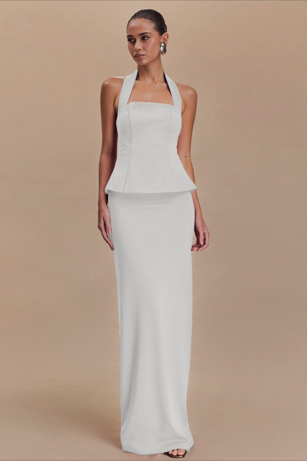 Halter Backless Maxi With Side Slit Dress