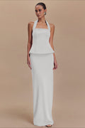 Halter Backless Maxi With Side Slit Dress